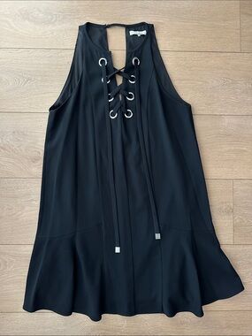 Parker Black Lace-Up Front Dress with Silver Grommets